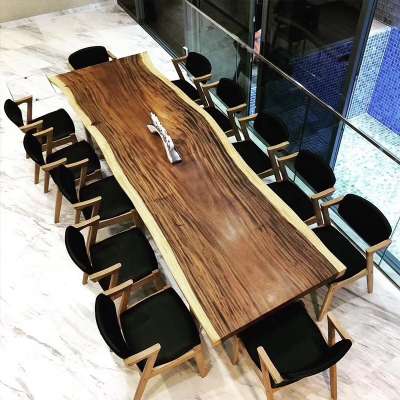 12 seat solid wood dining table 300cm*100cm acacia wood slab table exw price is 985$