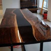 epoxy table american black walnut slab + clear black  epoxy resin custom made dining table