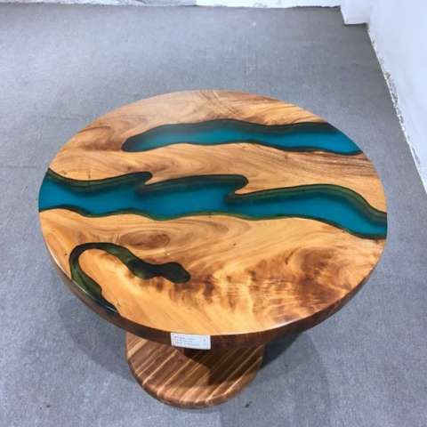 epoxy resin walnut round slab live edge coffee table dining table wood table with epoxy resin custom-made