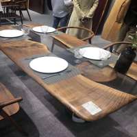 american black walnut slab + black/clear epoxy resin dining table wood slab dining table